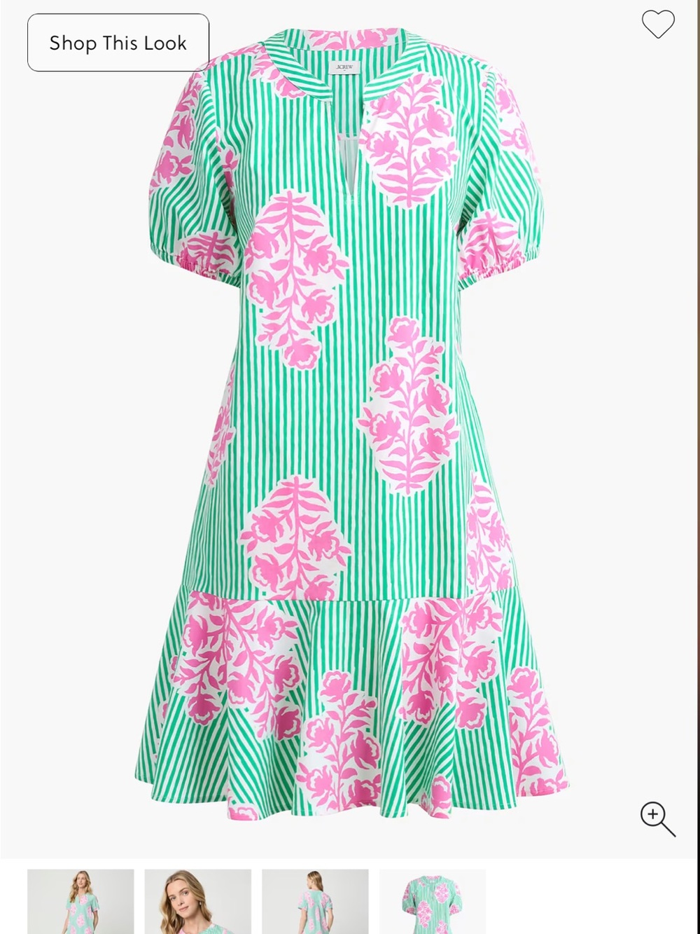 NWT J. Crew Factory Green & Pink Floral Stripe dress - Picture 2 of 6